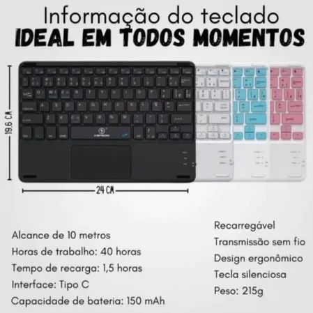 Teclado Sem Fio Bluetooth Com mouse TouchPad Celular iphone ipad tablet notebook - Foto 4
