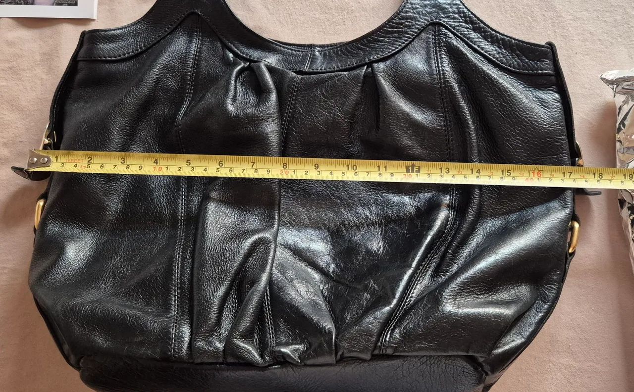 Bolsa grande de COURO - PRETA - Foto 2