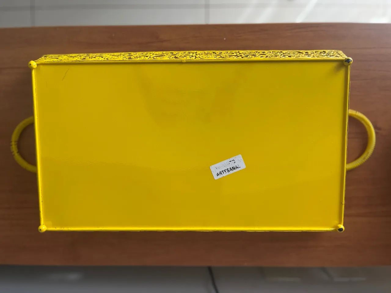 Bandeja camicado uso diário amarela em metal  - Foto 5