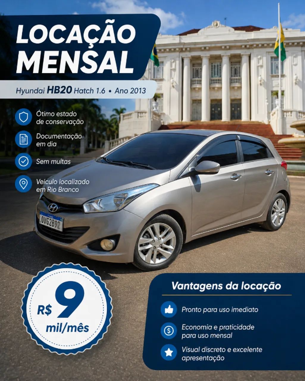 Aluga-se veículo -  Hyundai HB20 Hatch, 1.6, R$9 mil mensal - Foto 2