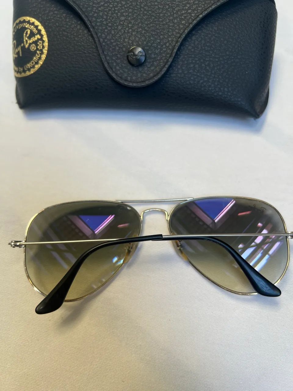 Óculos de Sol Ray-Ban Aviator Large Prata Lente Verde (Original) - Tam 62 - Foto 2