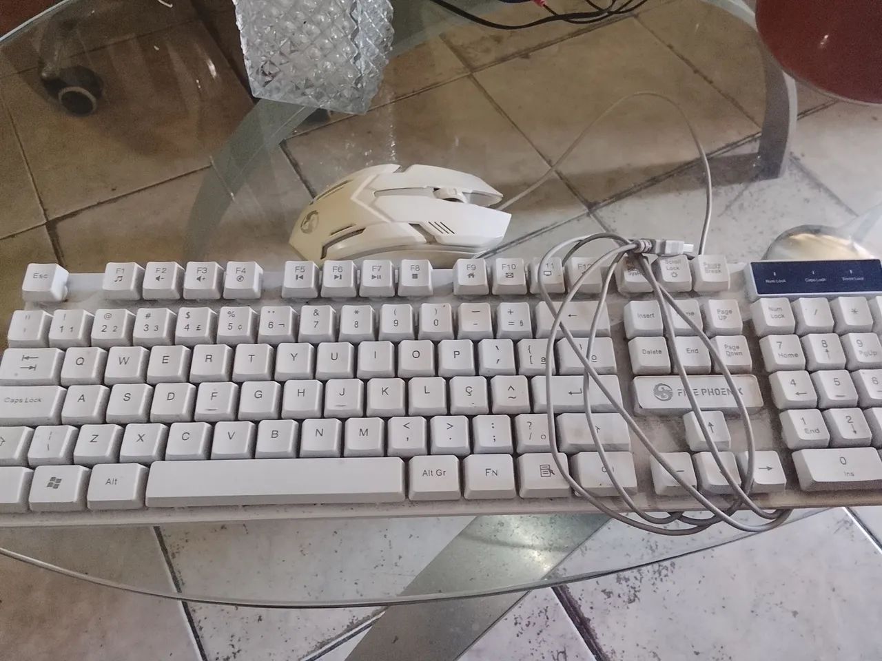 Teclado Mecânico Phoenix mouse games branco 