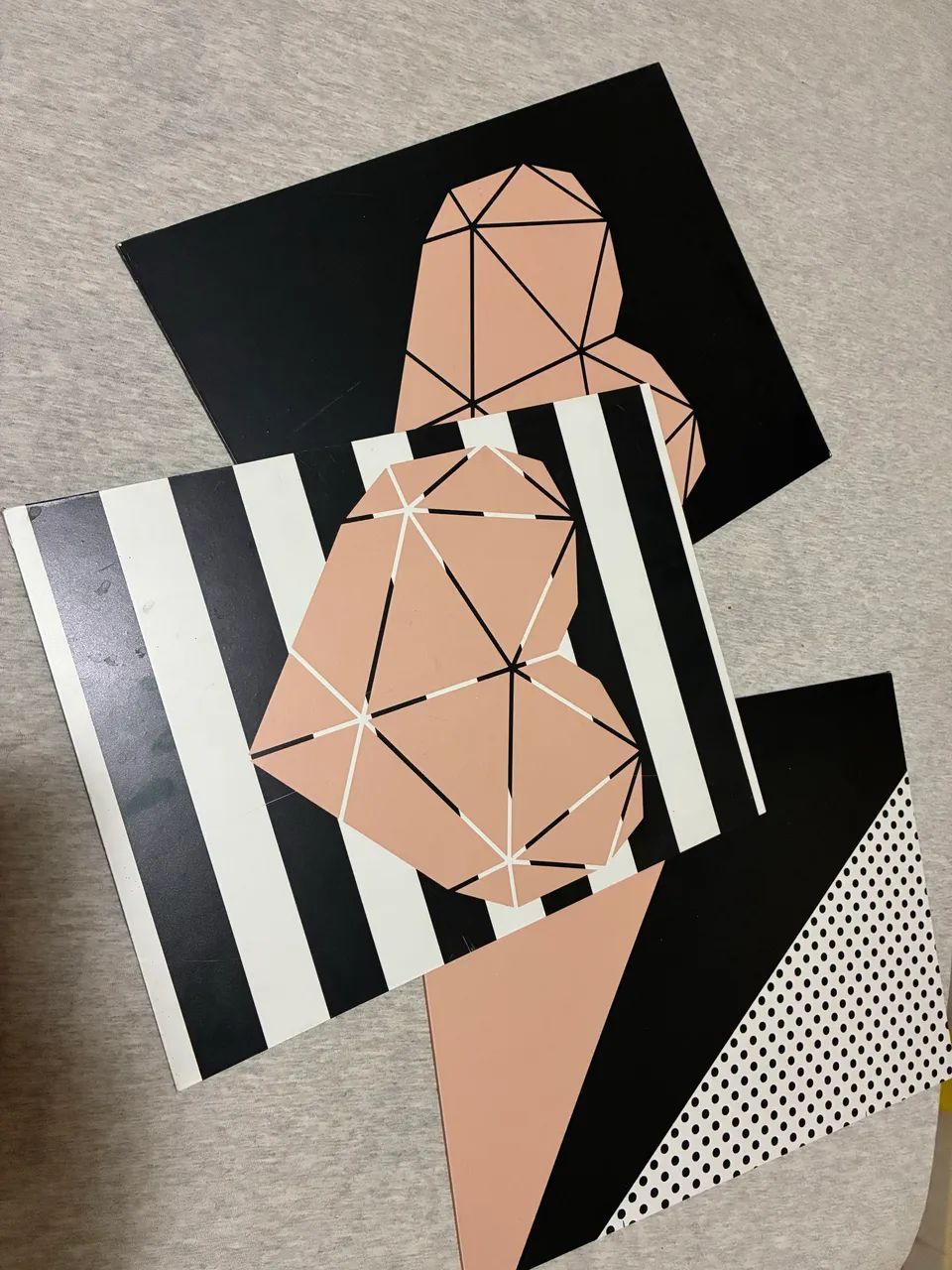 Kit 3 quadros decoração 