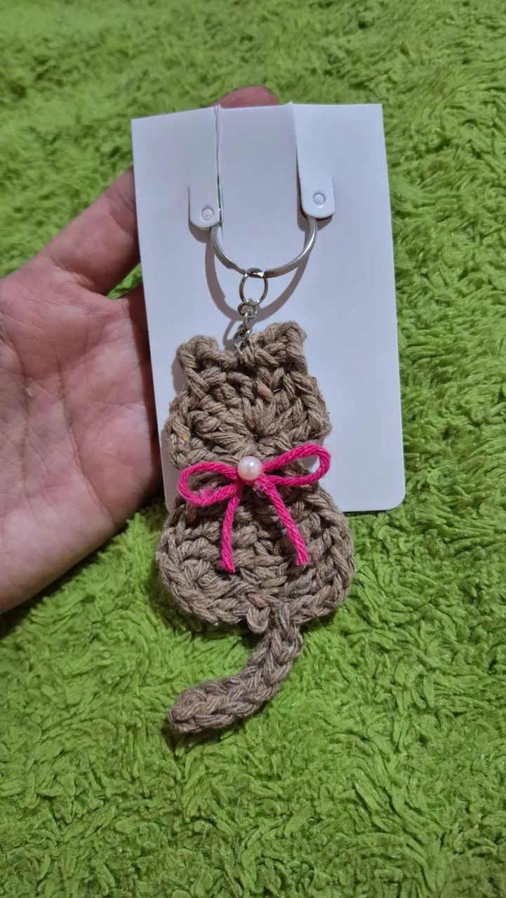 Chaveiro de gato em crochê  - Foto 3