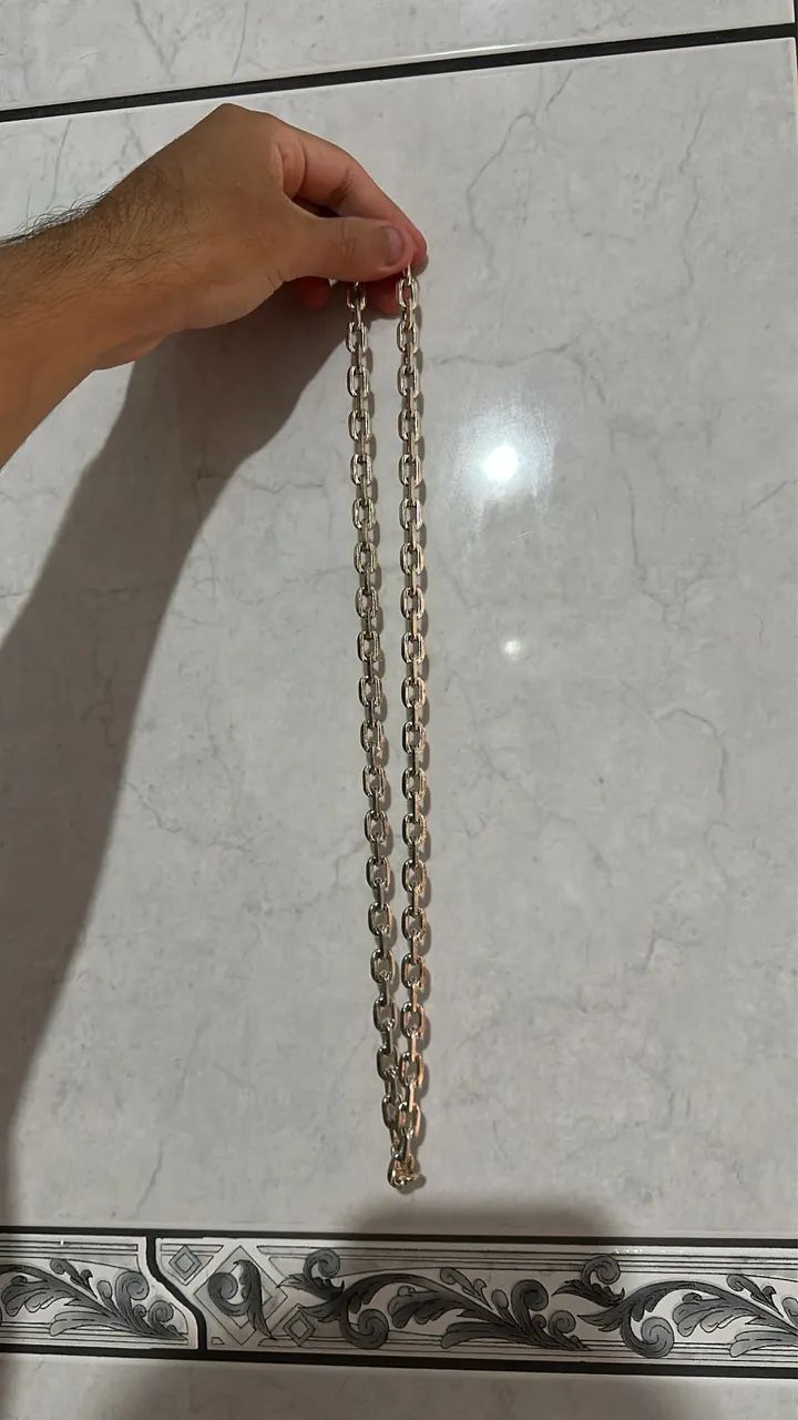 Corrente prata 70cm moeda antiga  - Foto 4