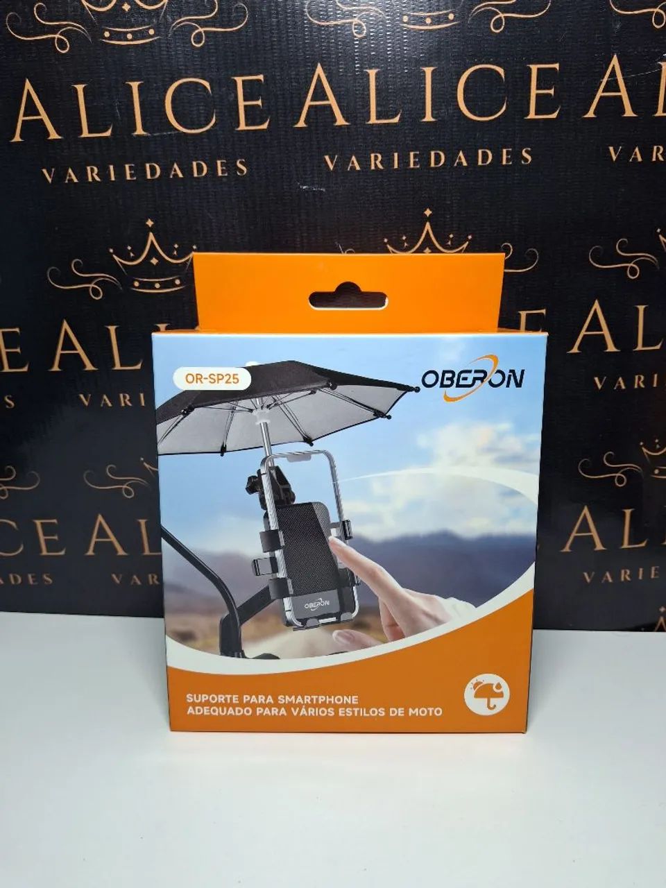 Suporte de celular para moto com proteção de sombrinha retrovisor 