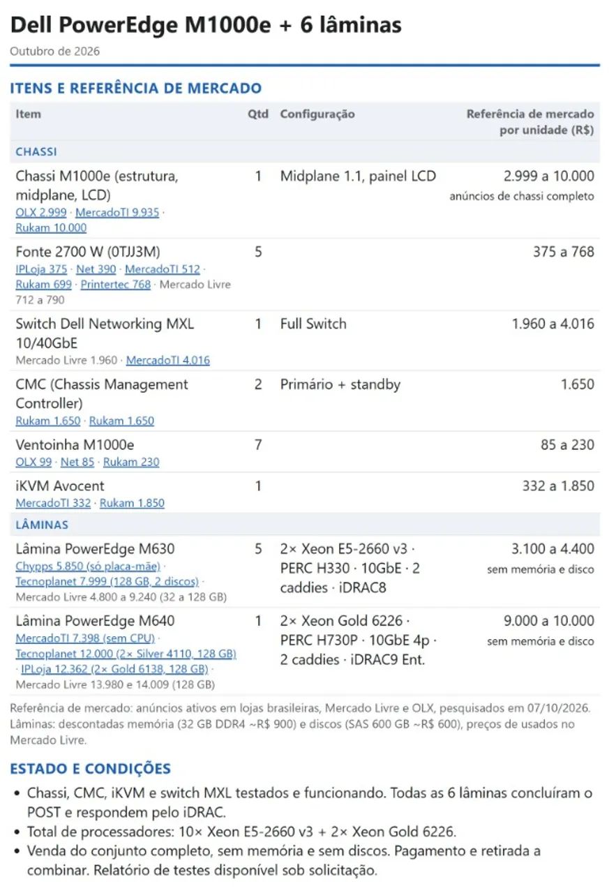 Servidor Dell Blade M1000e com 6 Lâminas M630 e M640 Testado - Foto 5