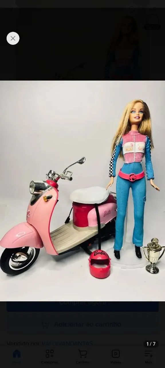 Pack barbie quero ser piloto + moto antiga da barbie
