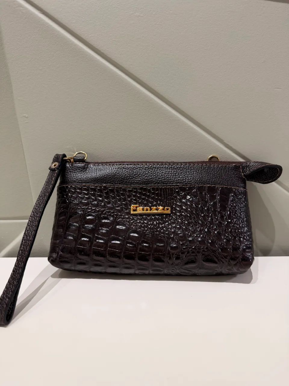 Bolsa Carteira Feminina Fenzzo Marrom com Alça de Mão