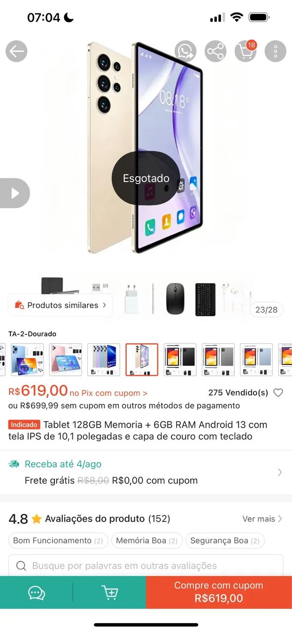 Tablet TA 2 - 128GB Memoria + 6GB RAM Android 13 com tela de 10,1 polegadas e com teclado - Foto 2