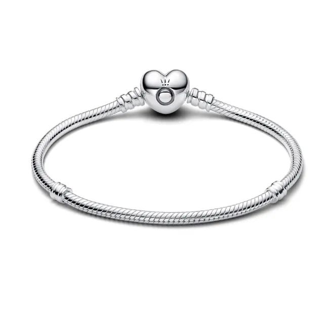 Bracelete Pandora Pulseira De Prata E Fecho Coracao - Foto 3