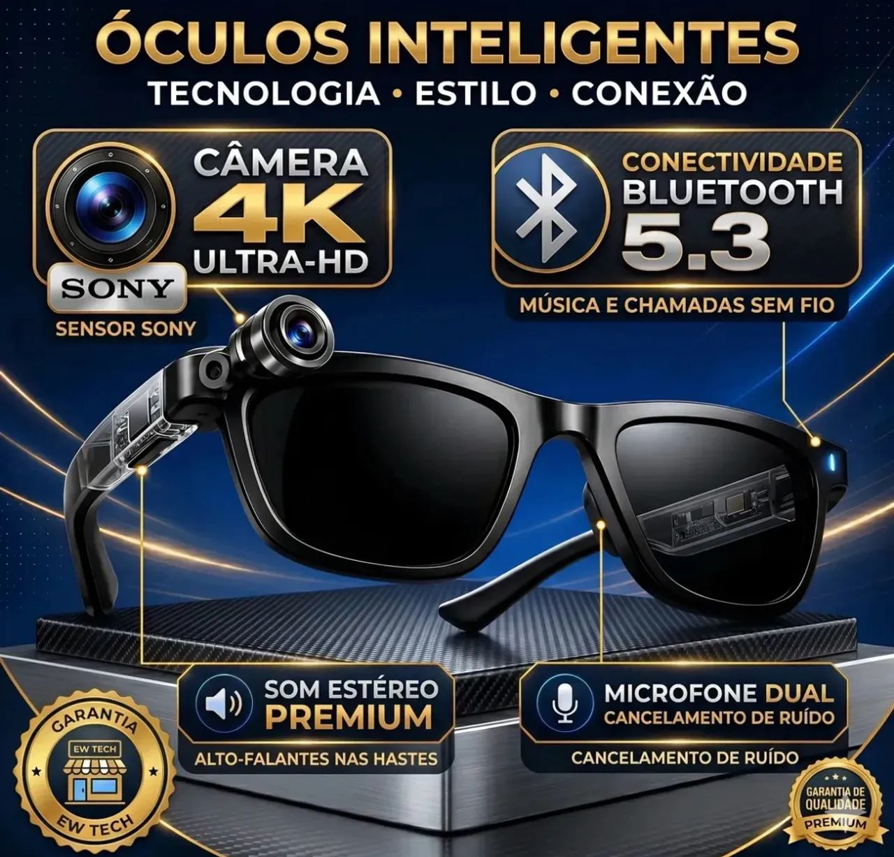 Oculos Inteligente com Câmera 4K e Kit 3 Lentes - Foto 2