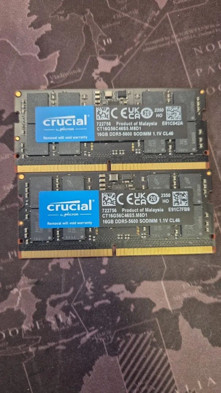 Memória DDR5 Crucial 32GB (2x16GB) 5600MHz SO-DIMM - Memória RAM