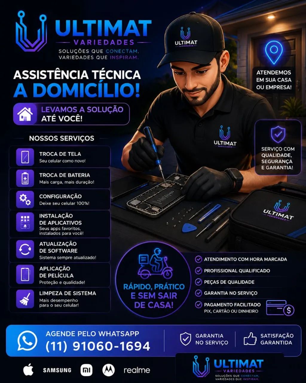 Montagem e manutenção de tablet, celulares 