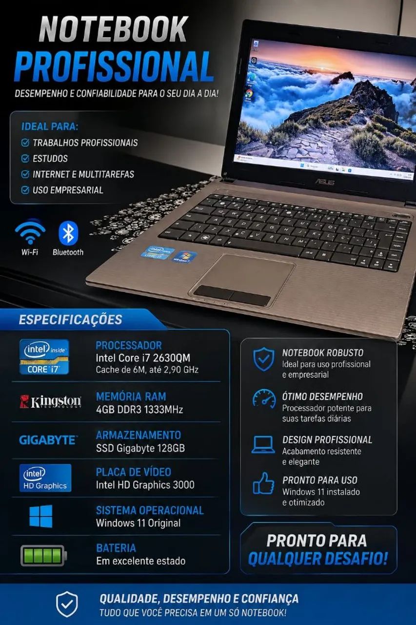 ? NOTEBOOK ASUS CORE i7 ? PROFISSIONAL E PRONTO PARA USAR!