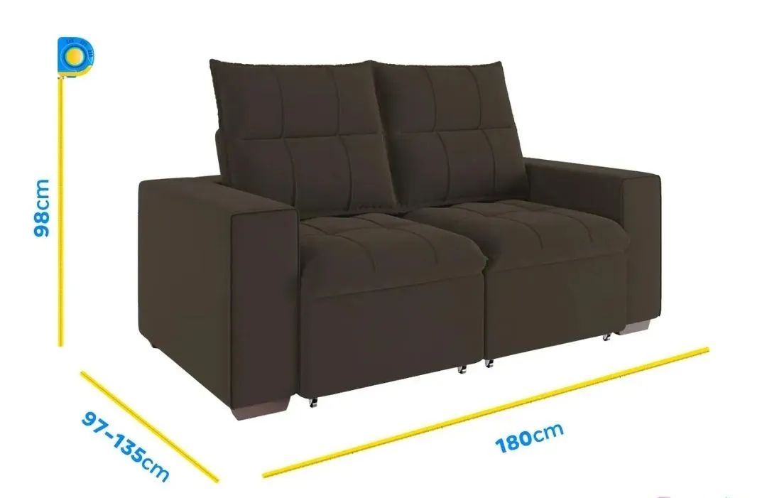 Sofá Retrátil Reclinável 2 Lugares Veludo Miami418478624511119362