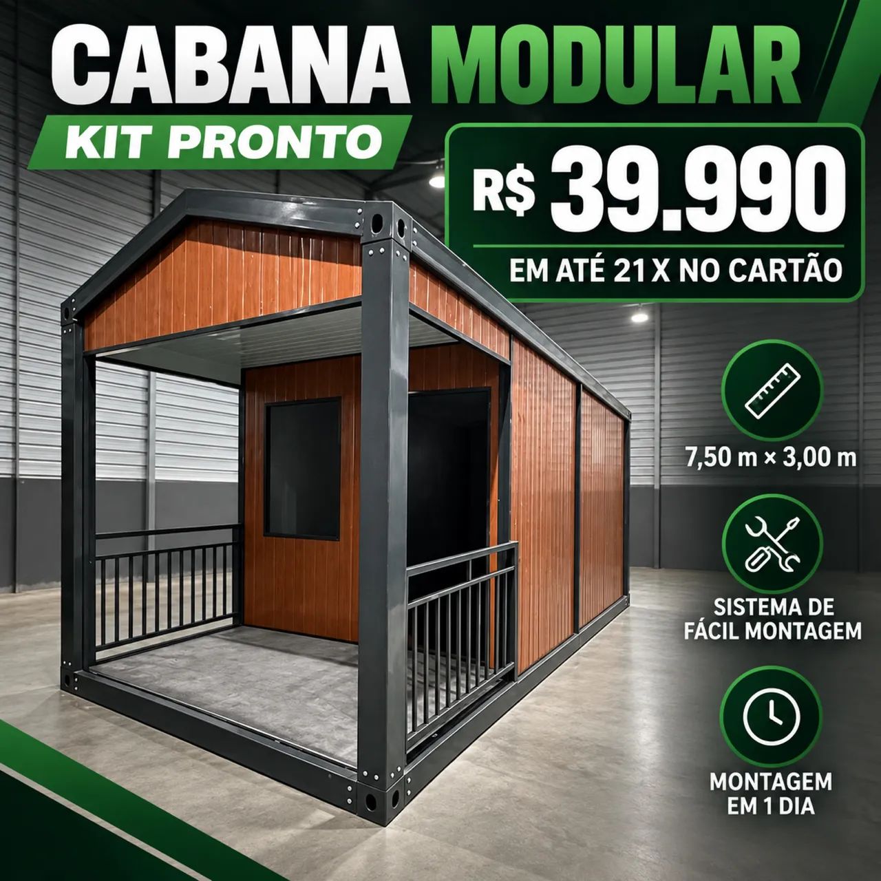 CABANA MODULAR 7,5x3m 