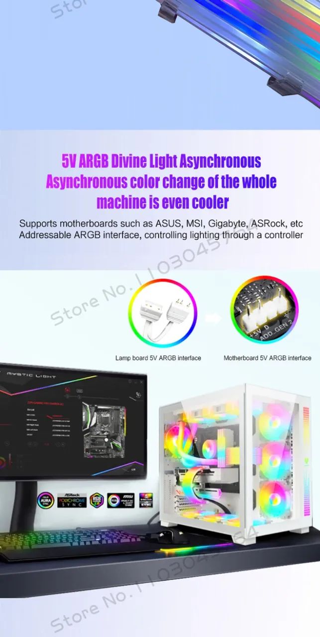 Cabo Strimer Extensor ARGB LED 8 Pinos - Gamer 5V Asynchronous Premium - Foto 4
