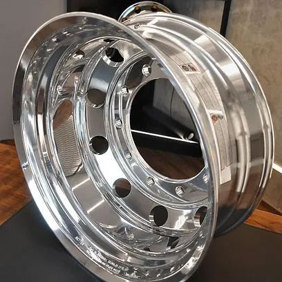 RODA DE ALUMÍNIO CAMINHÃO ALTO BRILHO INTERNO E EXTERNO BORDA LARGA ARO 22,5 X 8 - Foto 3