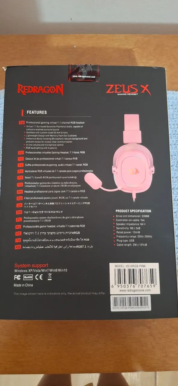 headset zeus x redragon rosa - Foto 3