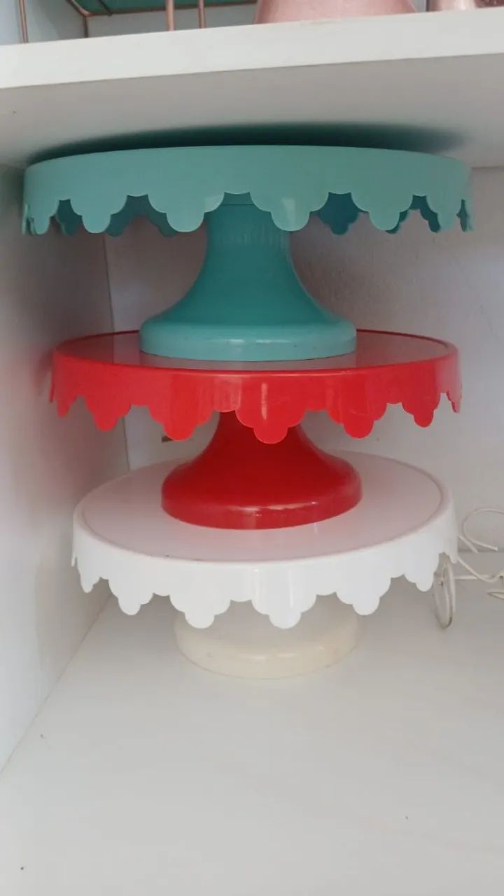 Kit 3 Boleiras com Pedestal para Festas e Decoração