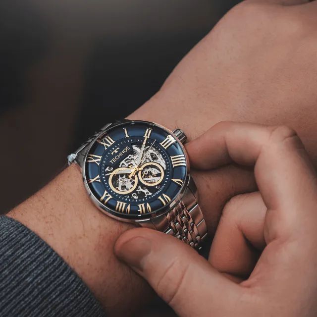 Relógio Technos Masculino Automático Skeleton Prata - G3265AS/1A - Foto 4