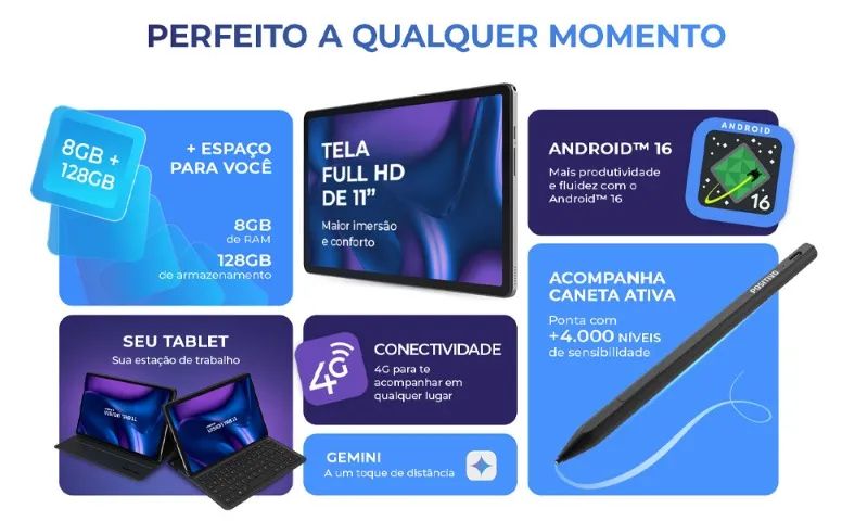 Tablet Positivo Vision TAB11 com Capa Teclado + Caneta - Foto 4
