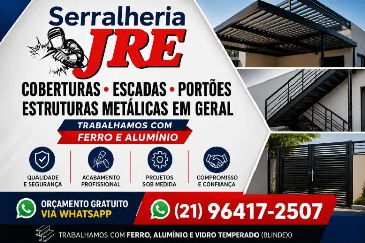 Serralheria jre , ferro, alumínio e vidro temperado 