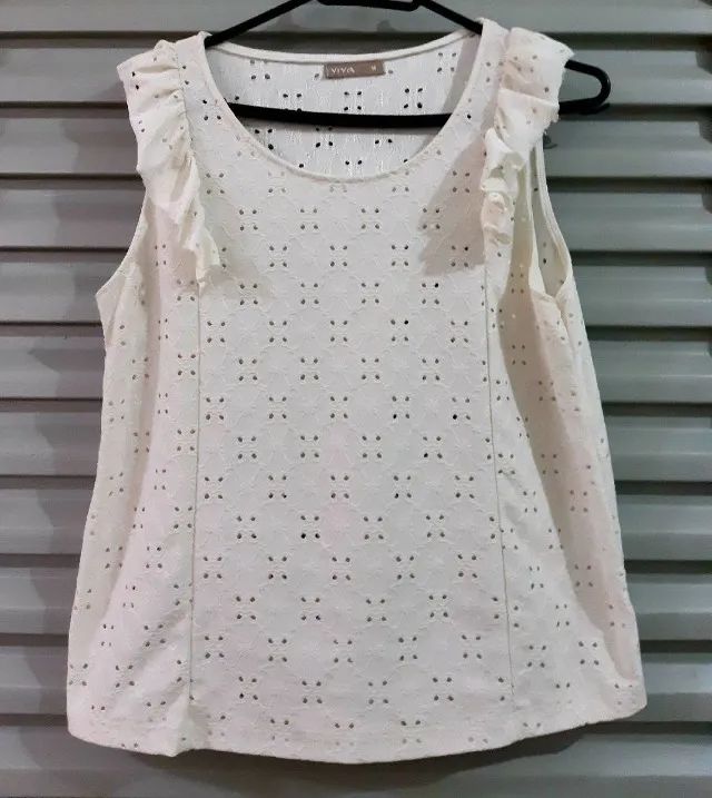 blusa branca em laise tam M Viva