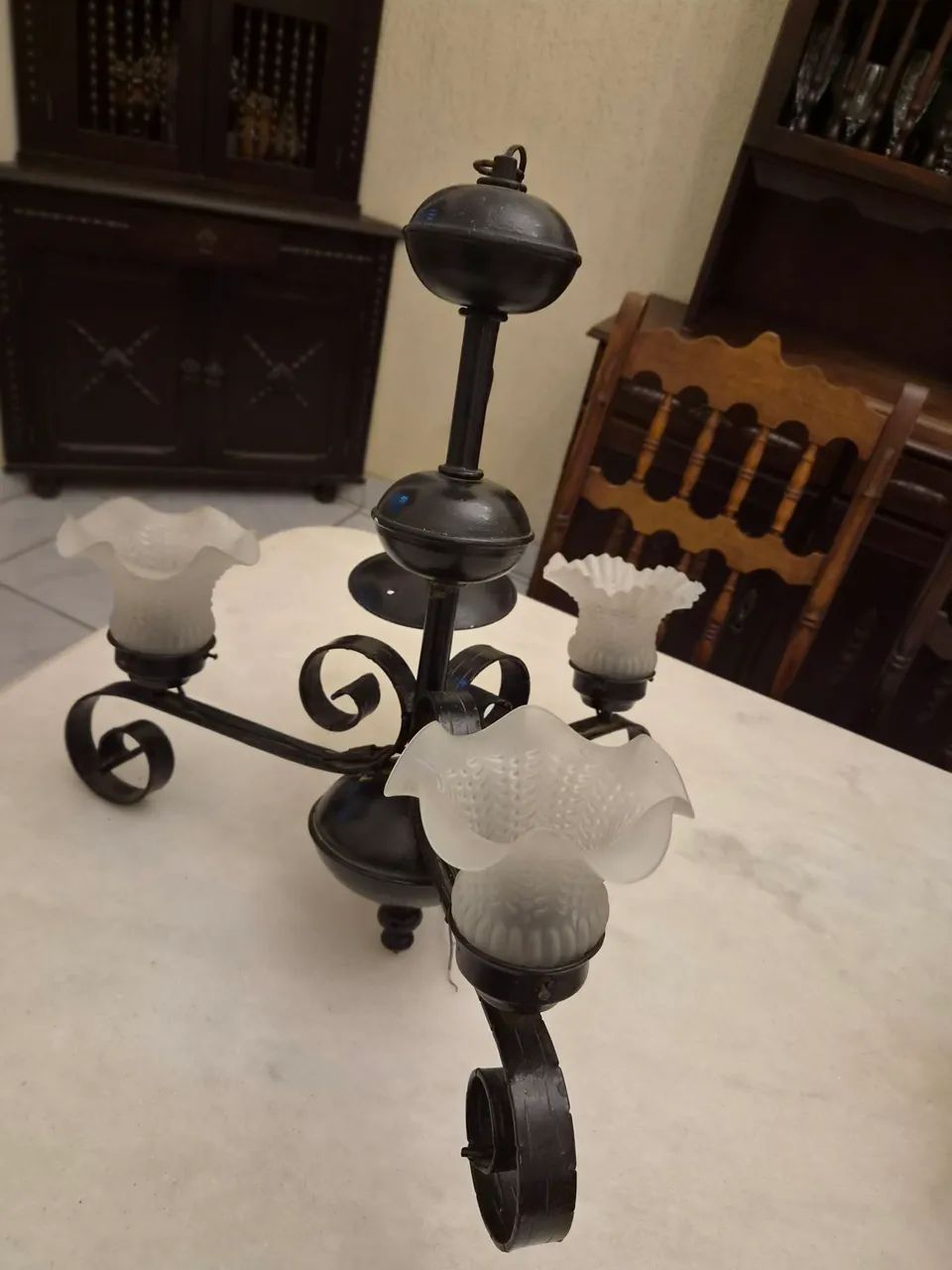 Lustre em ferro estilo colonial com e cúpulas - Foto 3