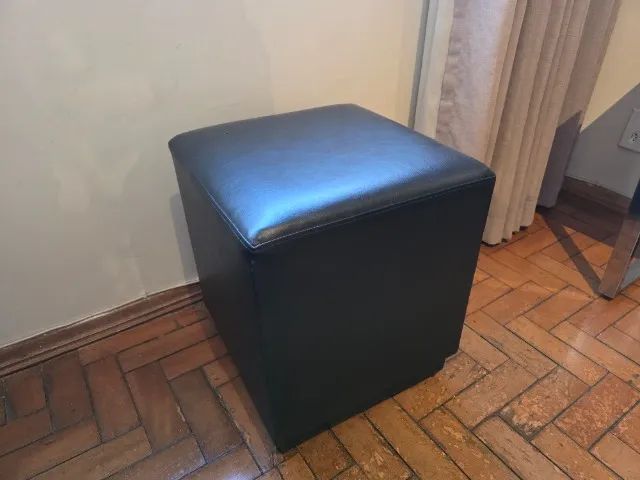 Três puffs de curvim preto - Foto 4