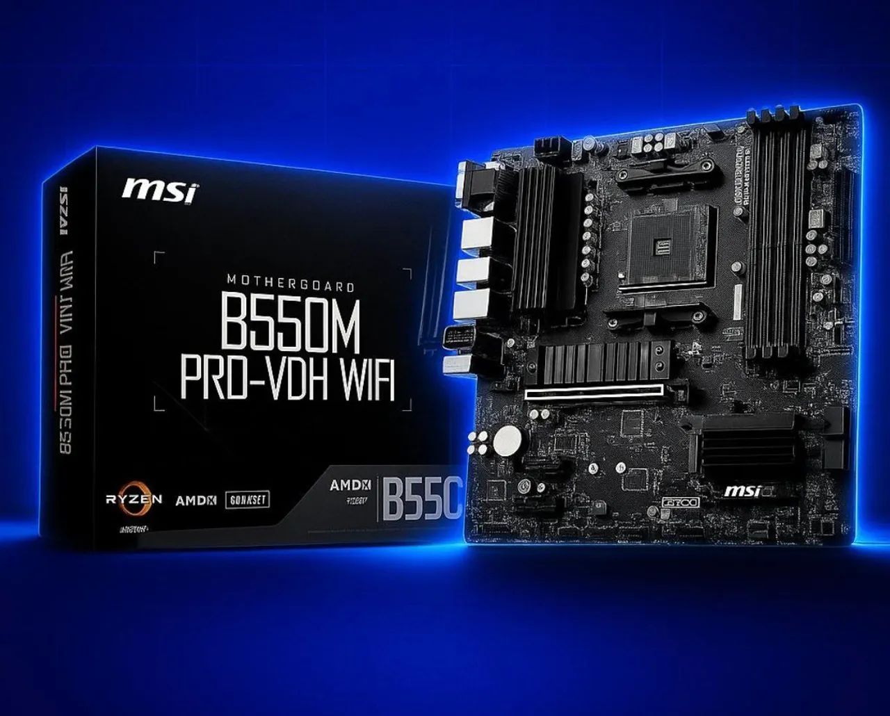 Placa Mãe MSI B550M PRO-VDH WIFI AM4 B550 WiFi Nova - Foto 2