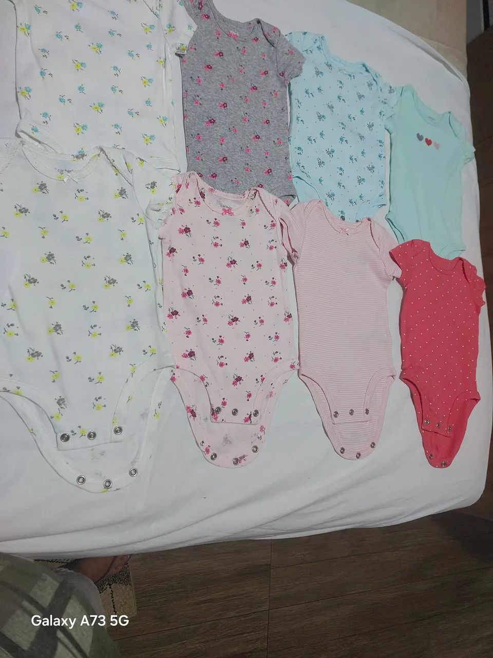 Lot of 8 Carter's Short-Sleeve Bodysuits, Size 3 Months, Assorted Colors