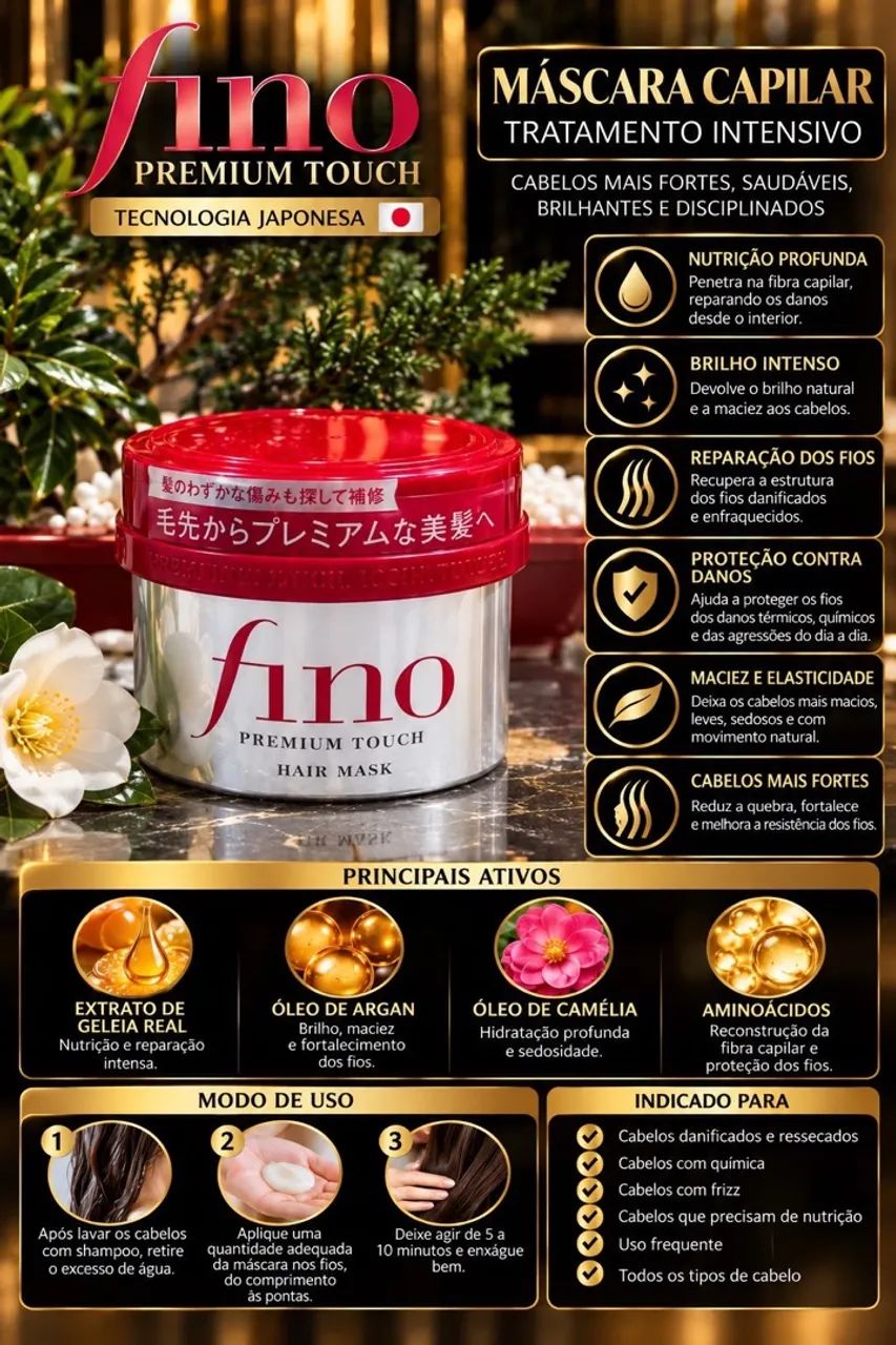 FINO PREMIUM TOUCH - MÁSCARA CAPILAR JAPONESA 230 G