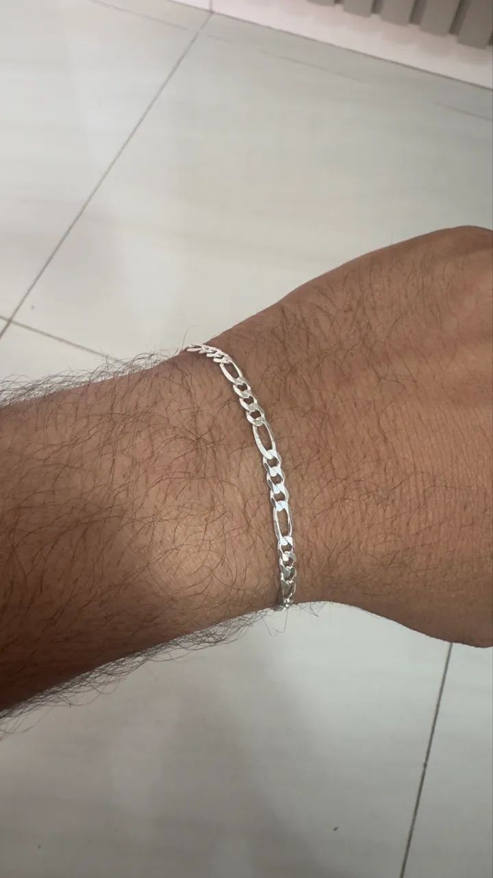 Pulseira prata 925 legítima 4mm grumet 3x1  - Foto 4