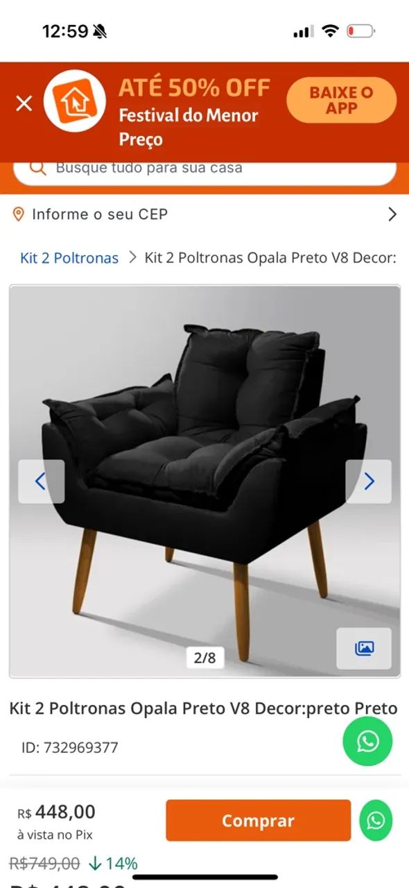 Kit 2 poltronas opala 