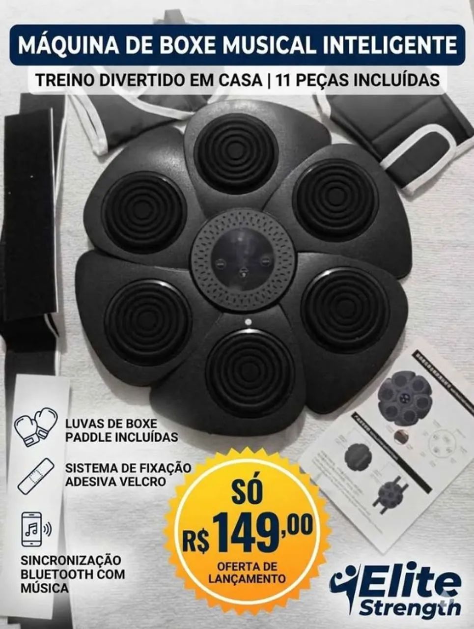 Aparelho De Boxe Eletrônico Musical Com Luzes LED E Conexão Bluetooth