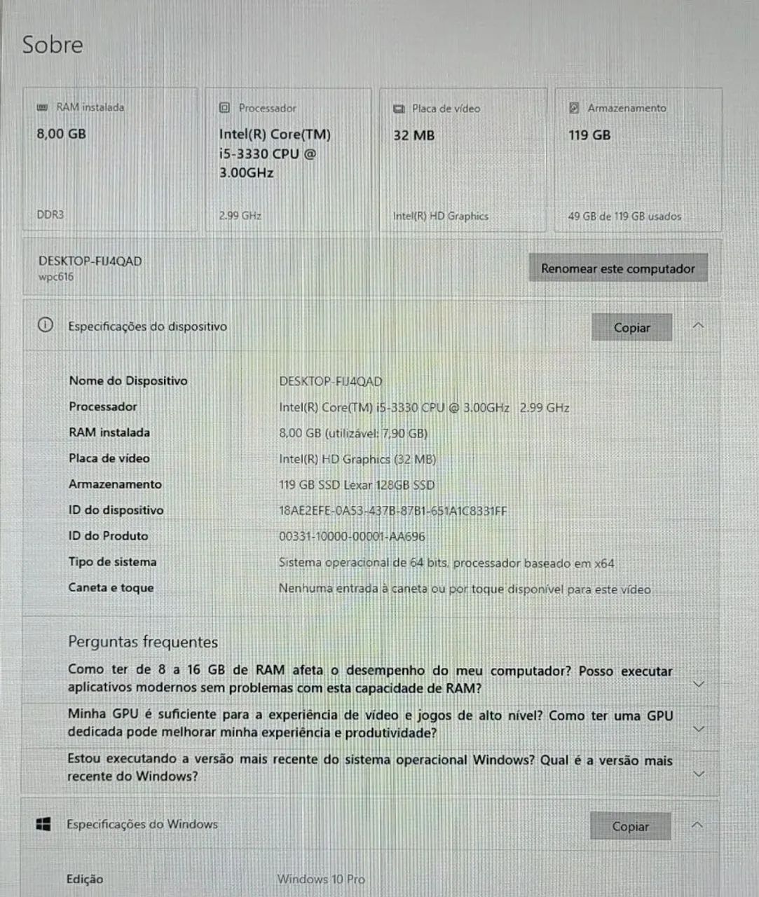 Cpu i5 completa 5 meses de uso