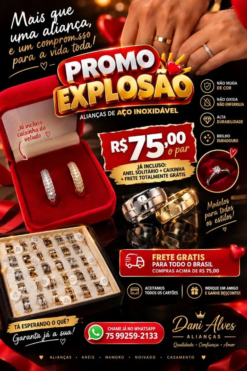 Aliança de namoro em Aço inox 
