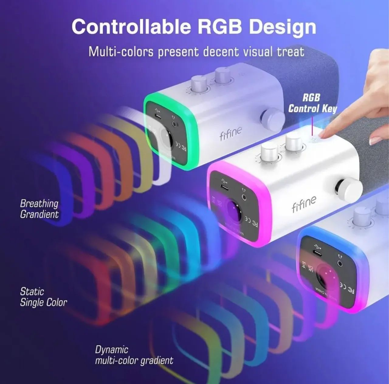 Microfone Fifine AM8 Dinâmico RGB para Streaming e Gravação. @importech_084 - Foto 4