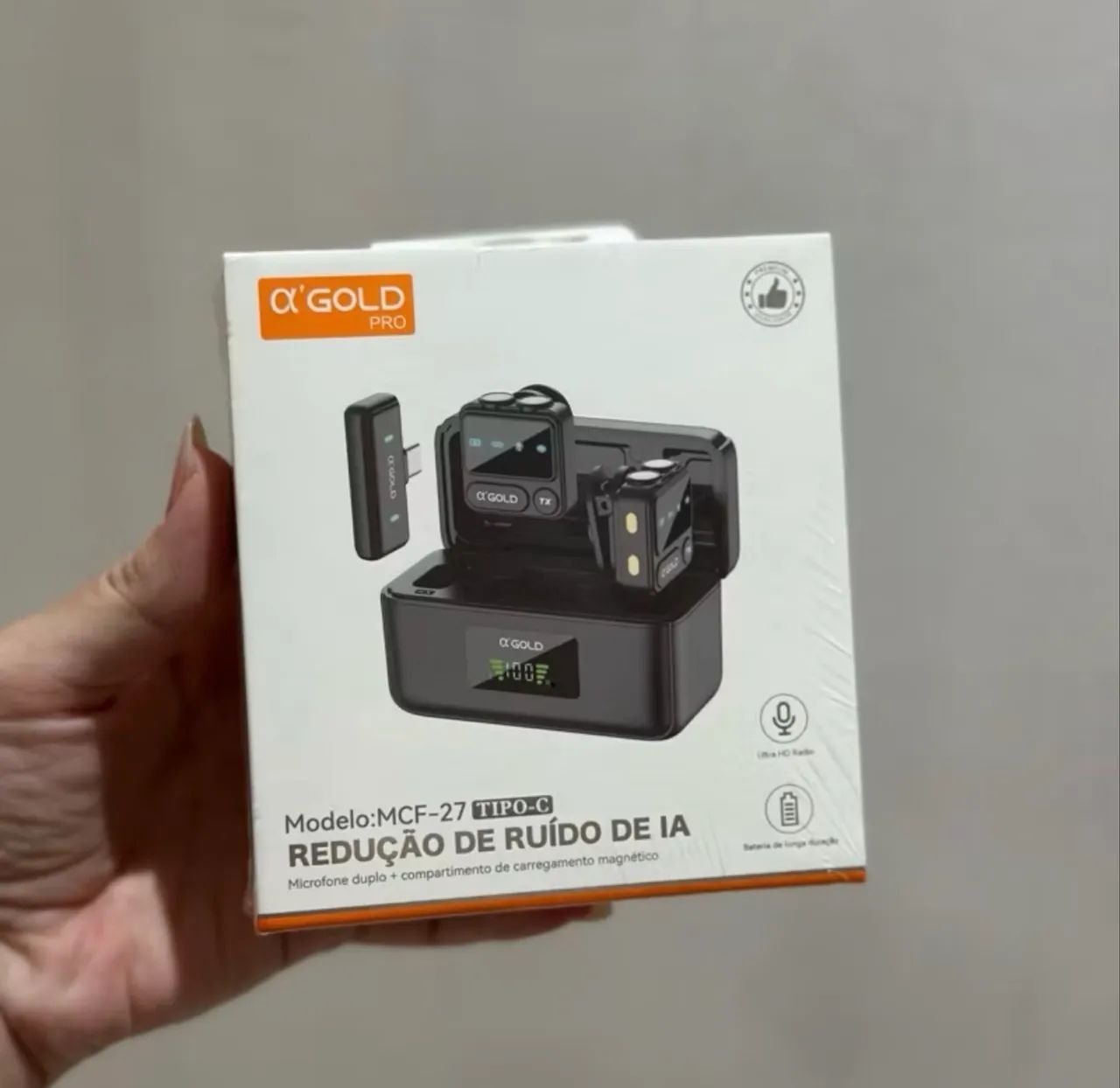 Microfone de Lapela Sem Fio com Redução de Ruído IA - iPhone e Tipo-C - Foto 3