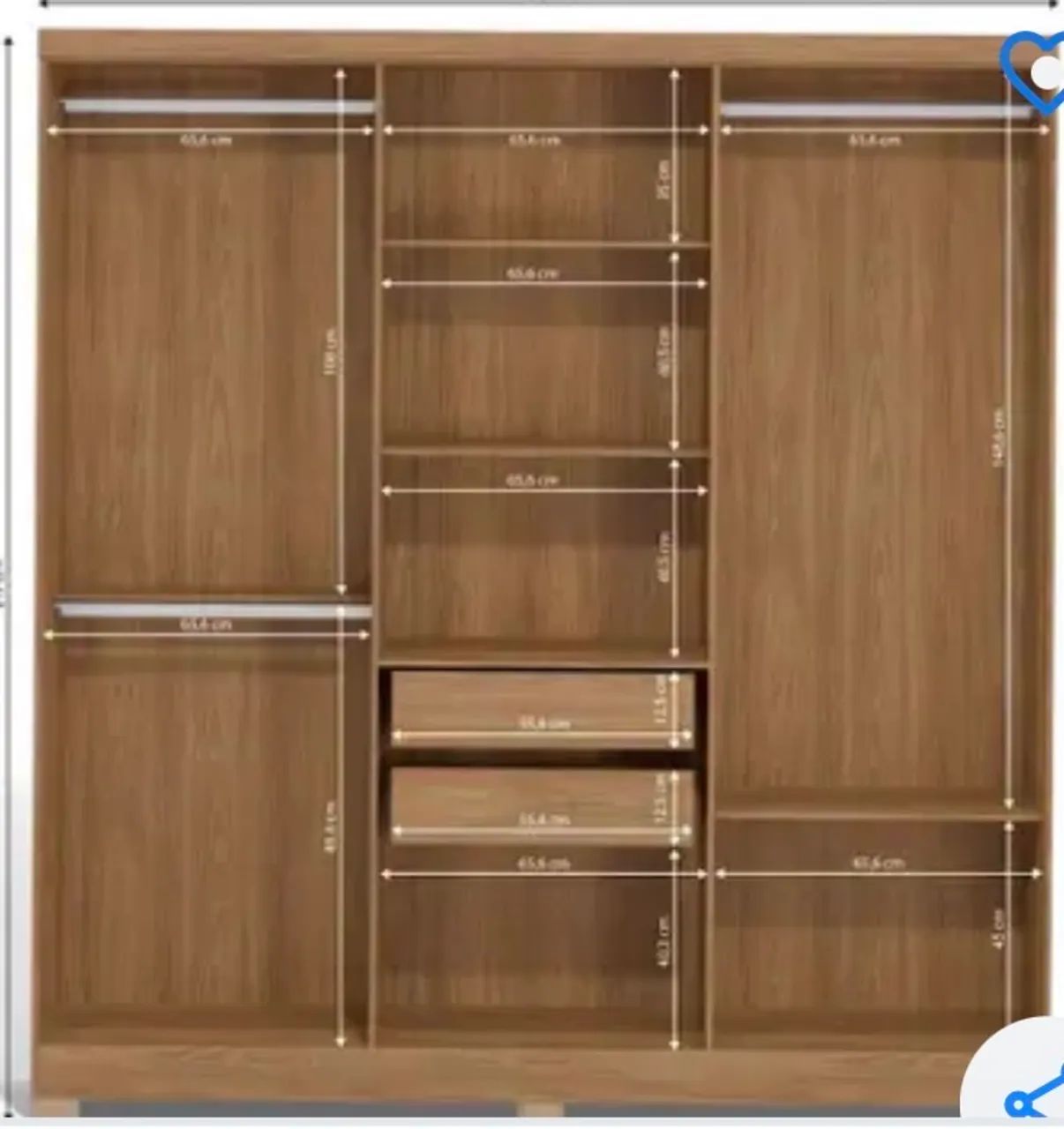 Wardrobe with 6 doors, used for 7 months