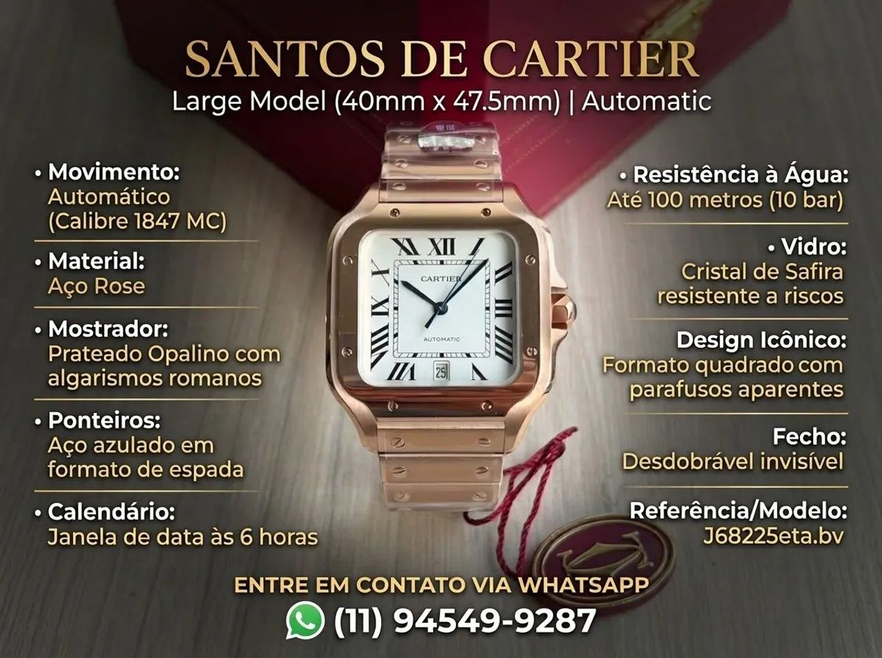 CARTIER SANTOS/ LARGE MODEL ROSE/ 40 MM/ S.C