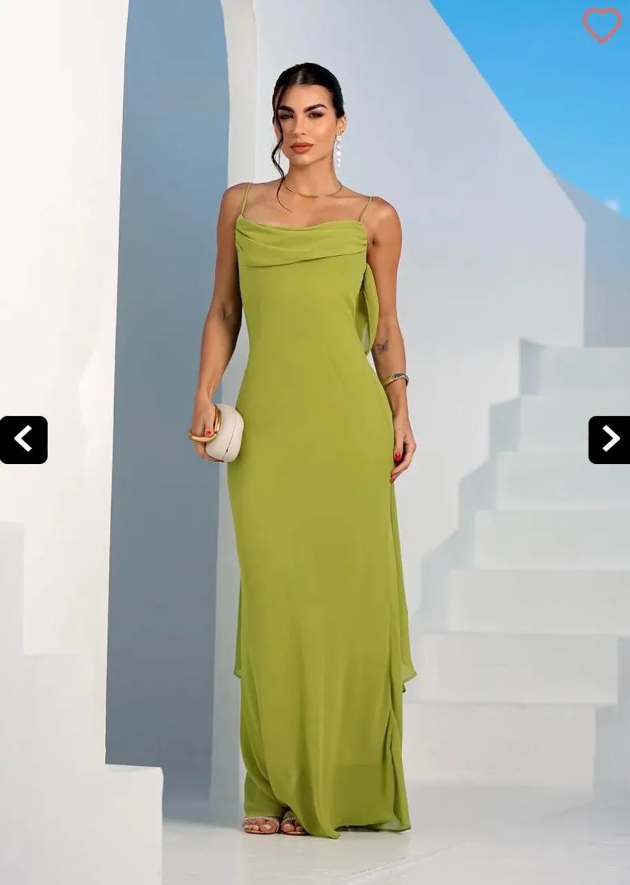 Vestido onlauri fluído c/ Decote meia taça verde