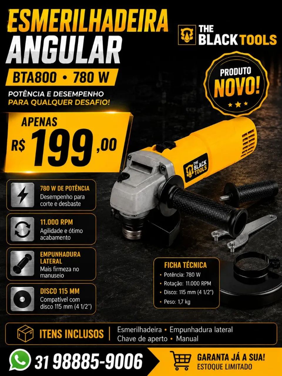 Esmerilhadeira angular 4 polegadas 