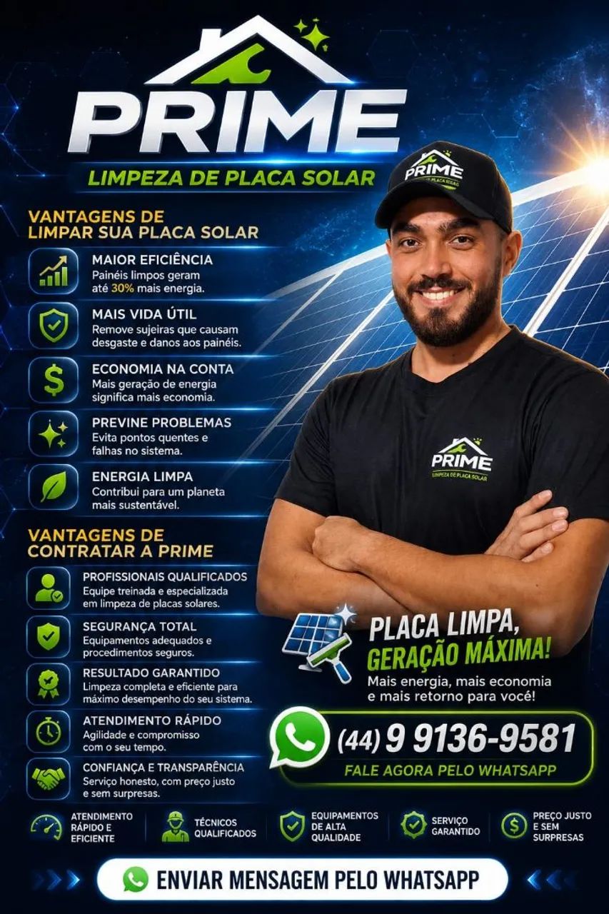 Limpeza painéis solares