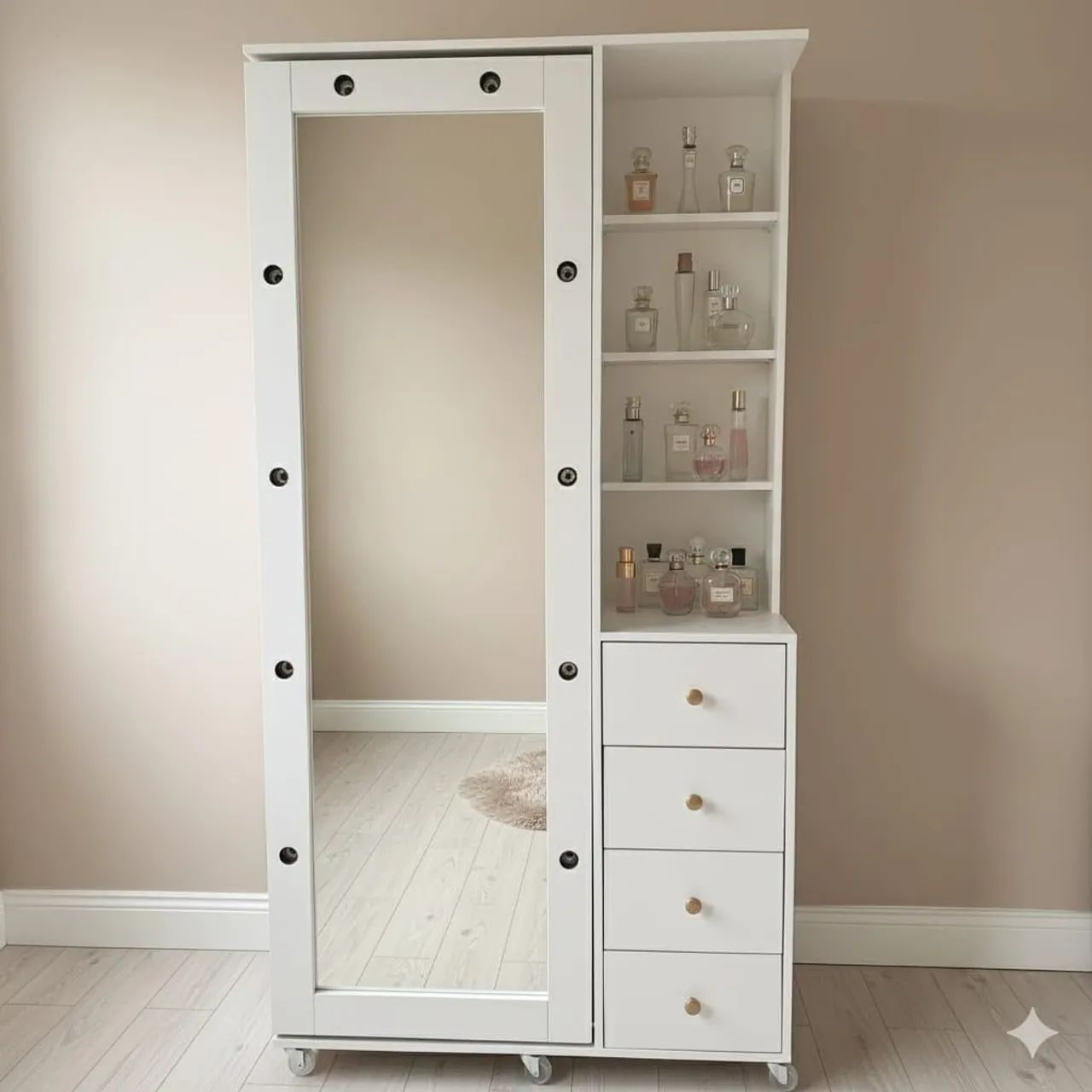 Multi closet espelho camarim 4 gavetas 