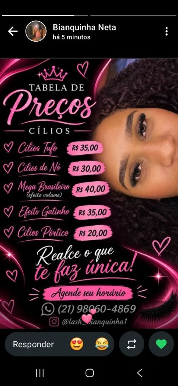 Colocação de cílios 