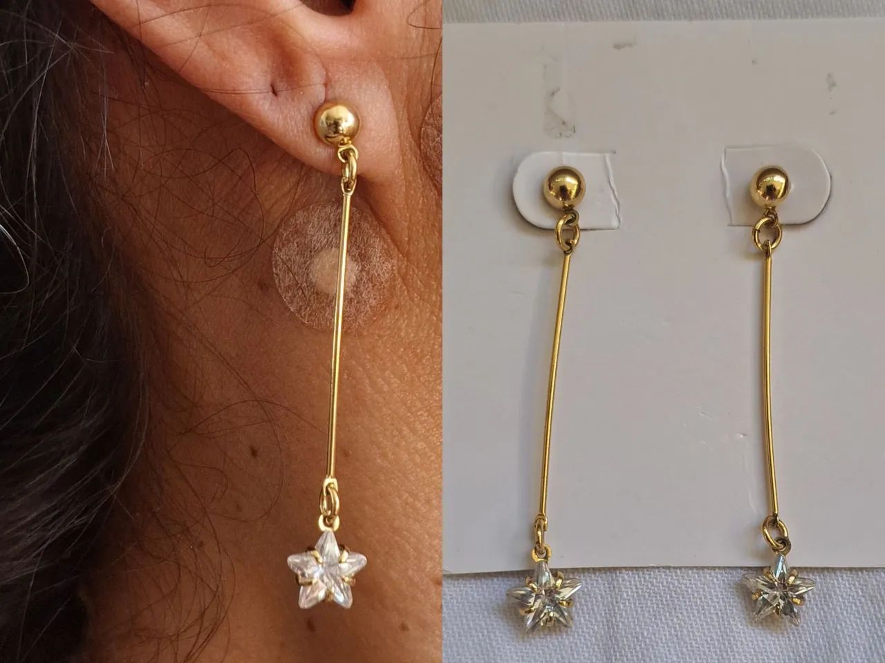 Brinco longo com estrela 