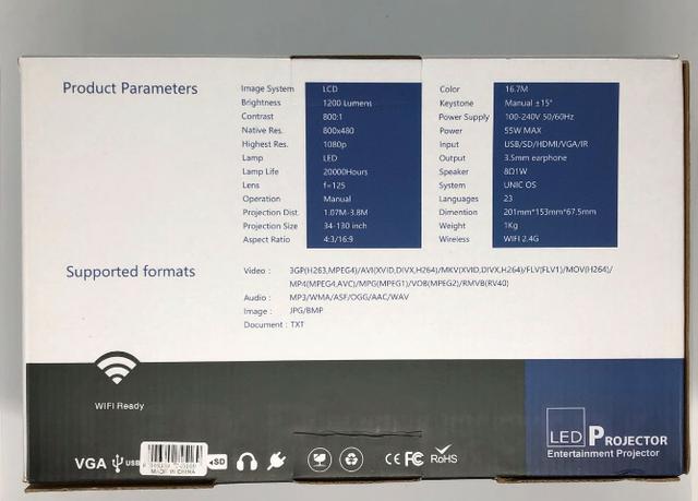 Projetor Led Profissional 1200 Lumens Hdmi Wi-Fi Uc46 130 Polegadas Bivolt Novo na Caixa - Foto 6